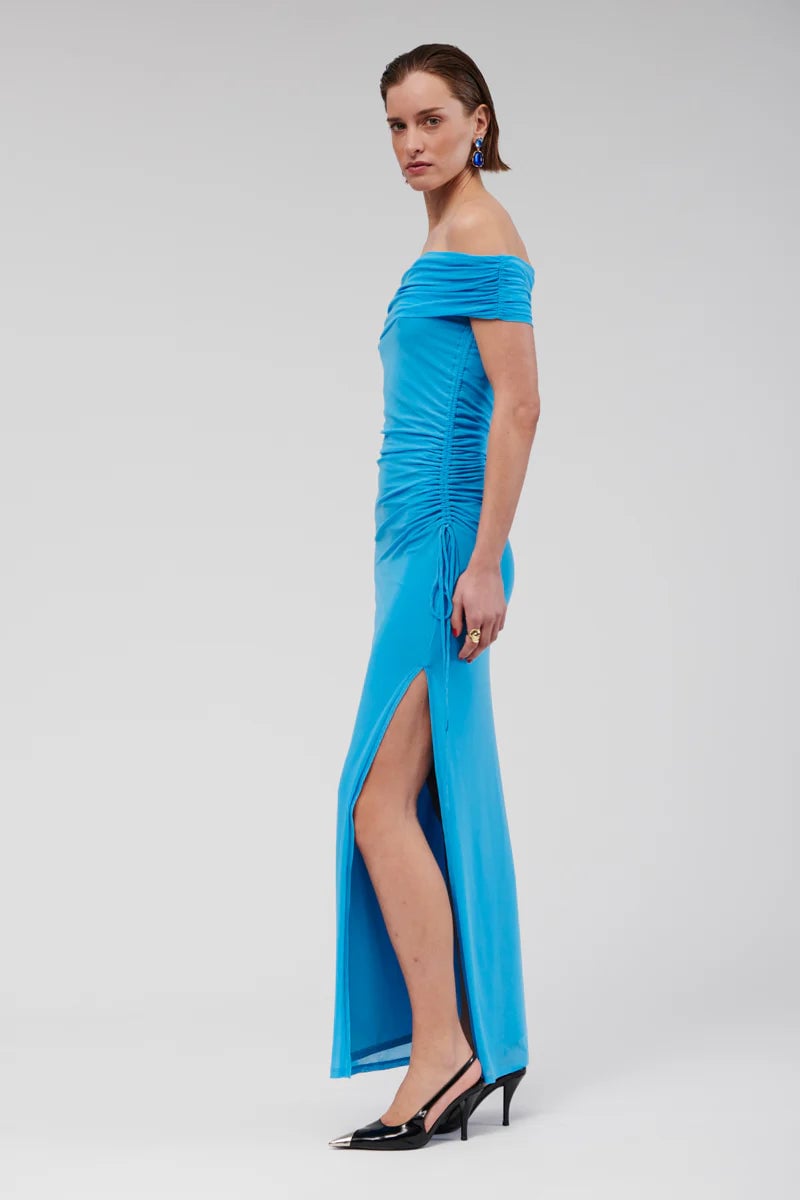 SUBOO CHRISTY BLUE OFF SHOULDER MAXI DRESS - BLUE photo 2