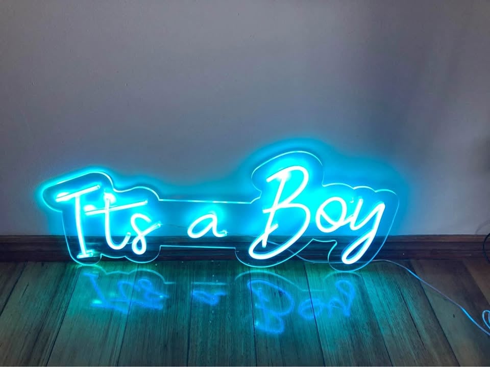Neon it’s a boy or girl signs for hire. Baby shower or announcement. Pick up Niddrie photo 5