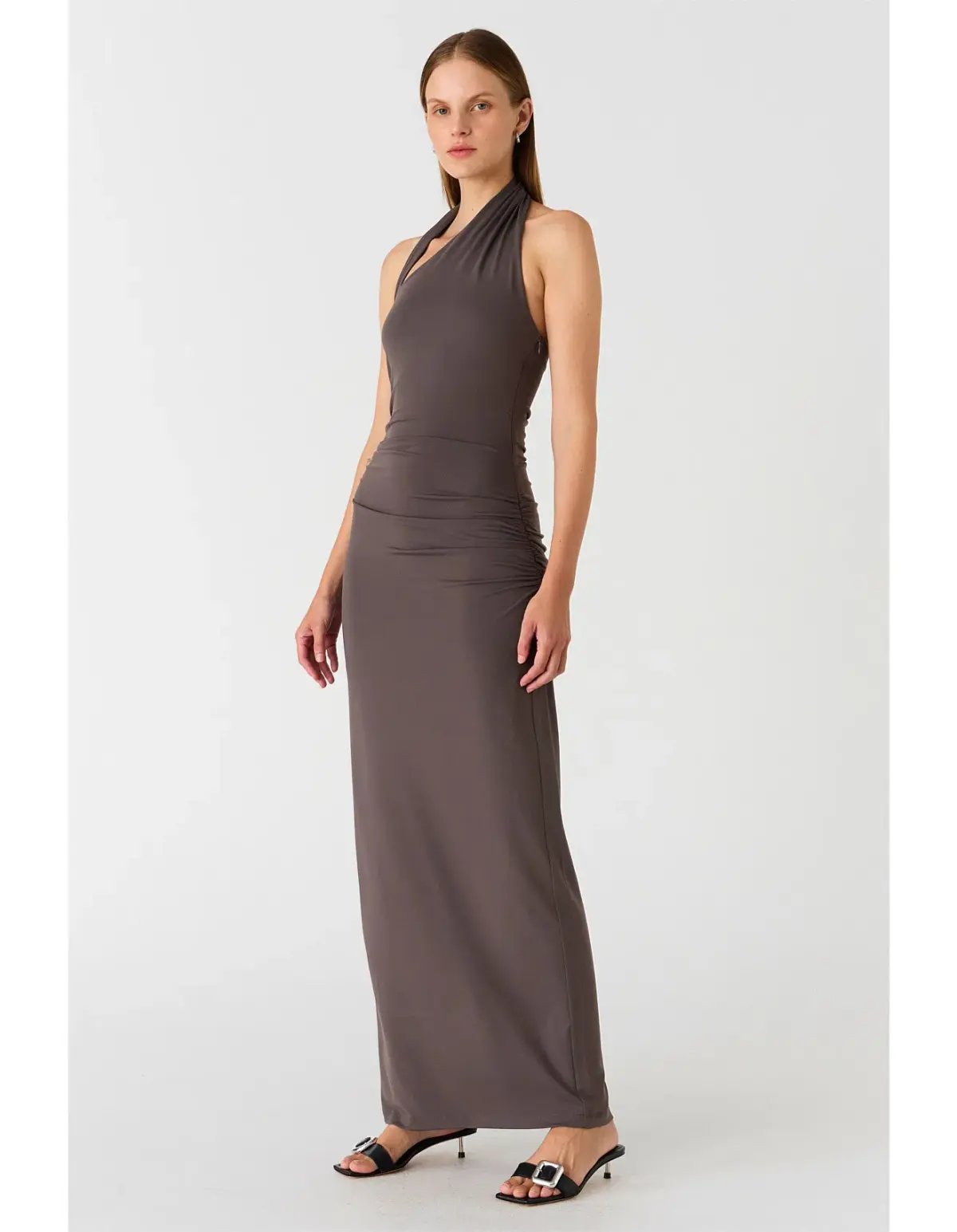 MISHA Krystal Matte Slinky Midi Dress Cloud Grey Size 10 photo 5