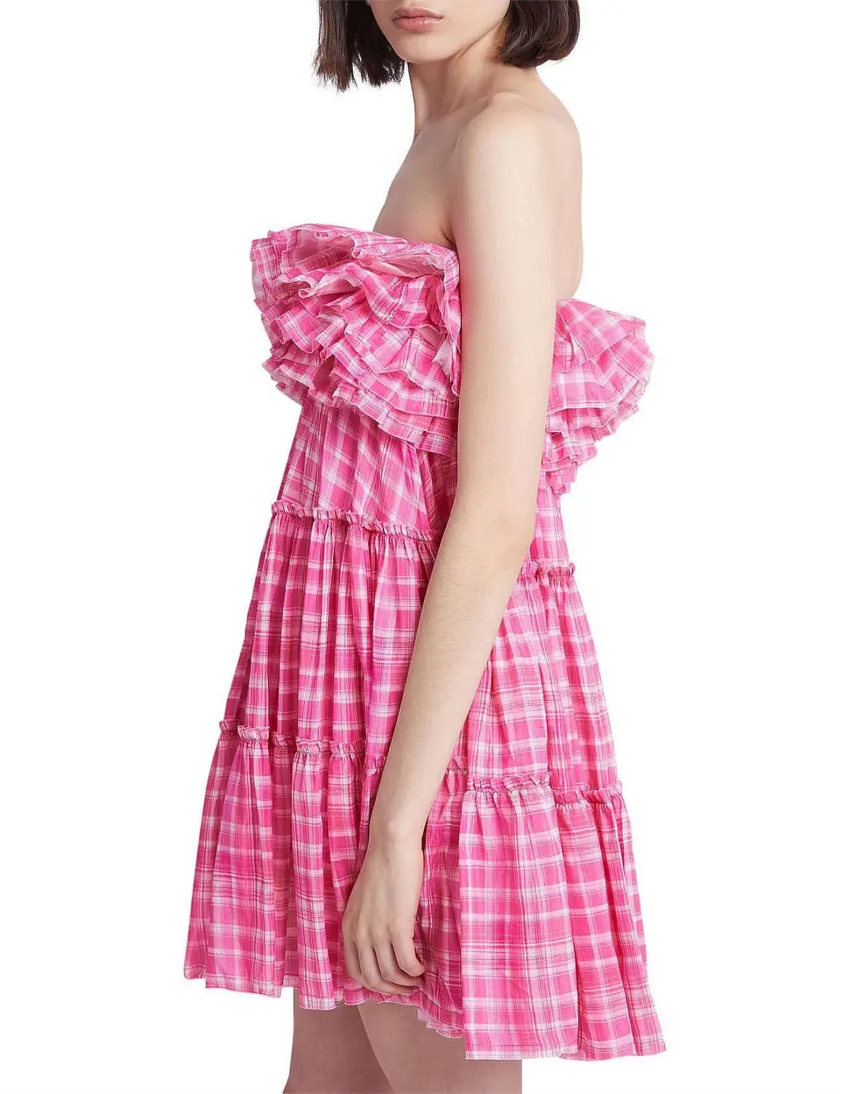 Aje Bungalow Tiered Mini Dress Pink Size 8 photo 3