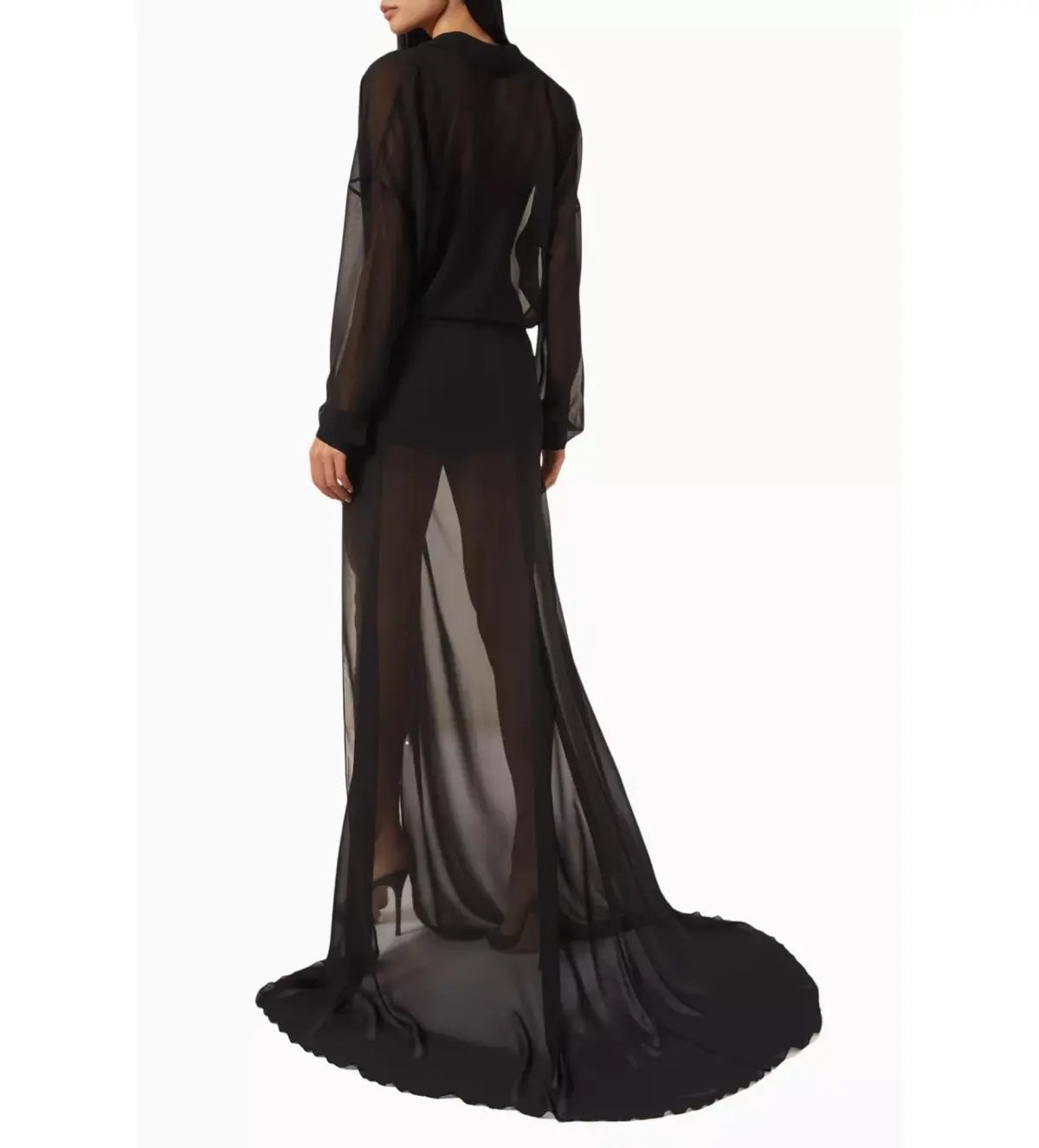 Monot Sheer Cami Shirt Maxi Dress in Black Size XS / AU 6 photo 3