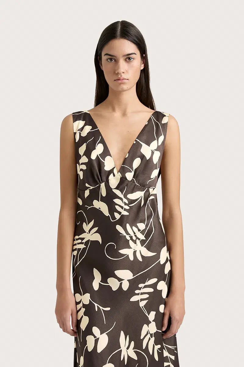 Faithfull The Brand Amiens Maxi Dress Brown Floral Size AU 8 photo 4