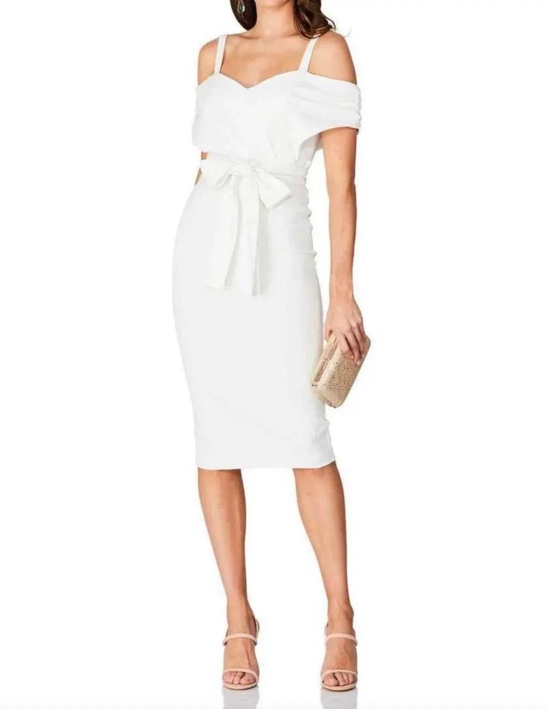 Pasduchas Zenith Midi Dress Ivory Size 10 photo 4