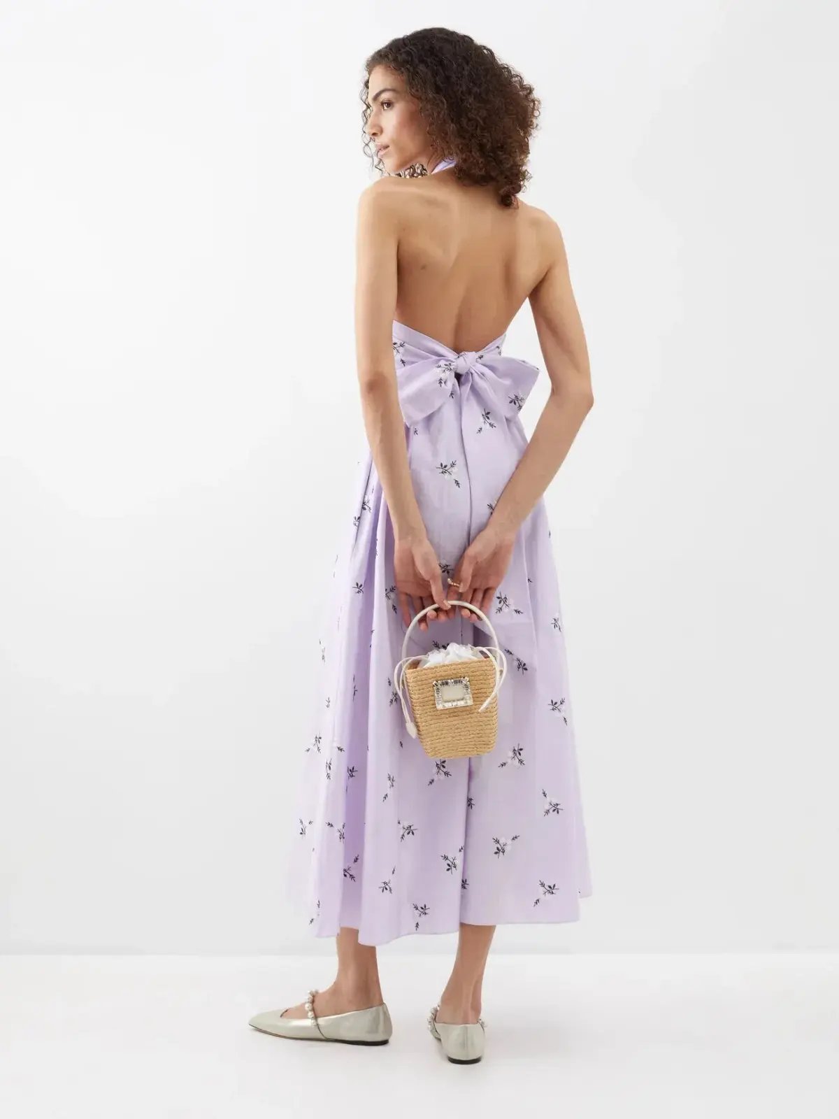 Erdem Selene Halterneck Dress Purple Size 16 photo 3