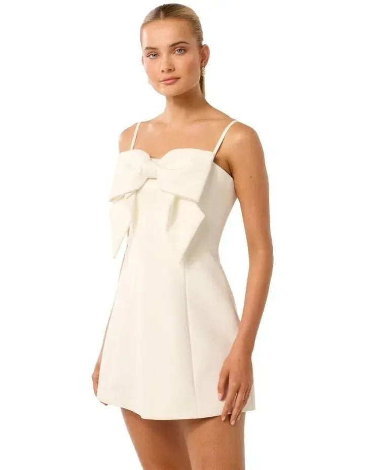 Forever New Hayley Bow Front Mini Dress Porcelain Size AUS 10 photo 5