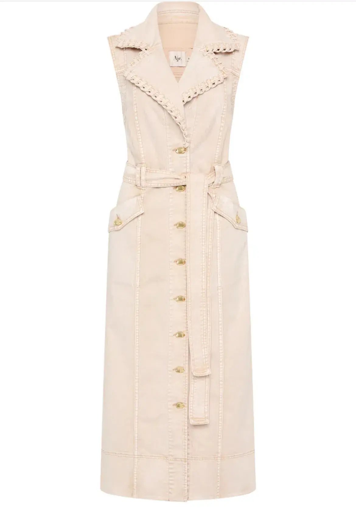 Aje Lorah Denim Midi Dress Sand Size 10 photo 5