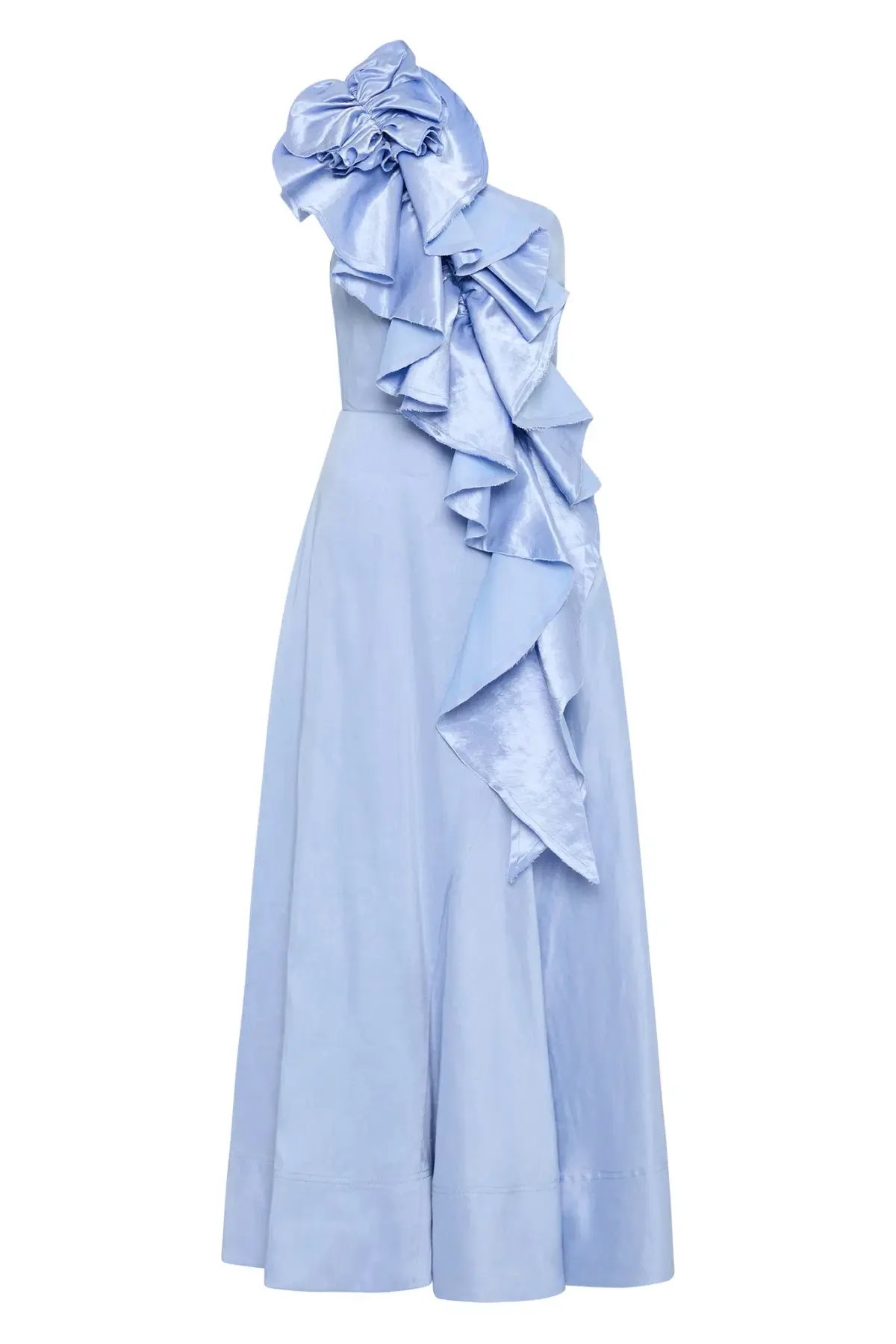 Aje Adelia Ruffle Midi Dress Light Sky Blue Size 12 photo 3