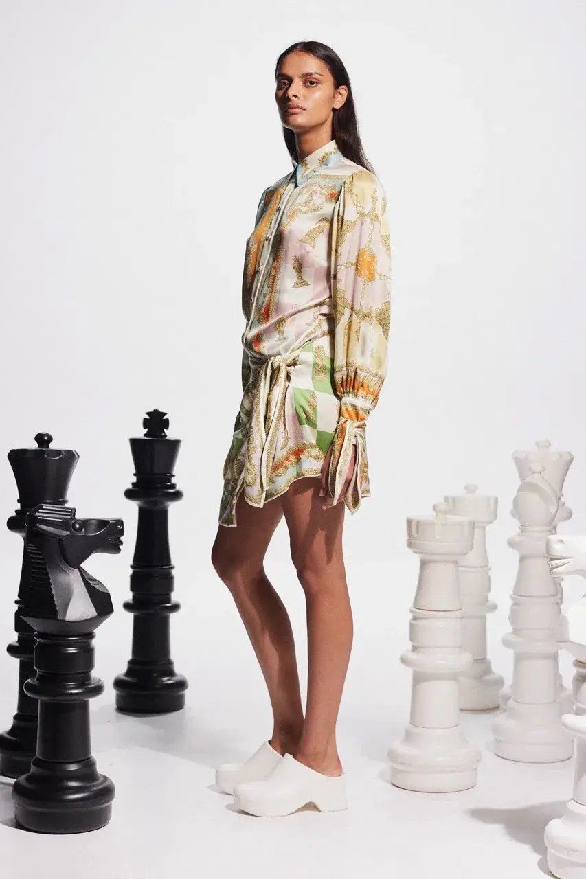 Alemais Checkmate Silk Mini Dress Multi Size AU 10 photo 17