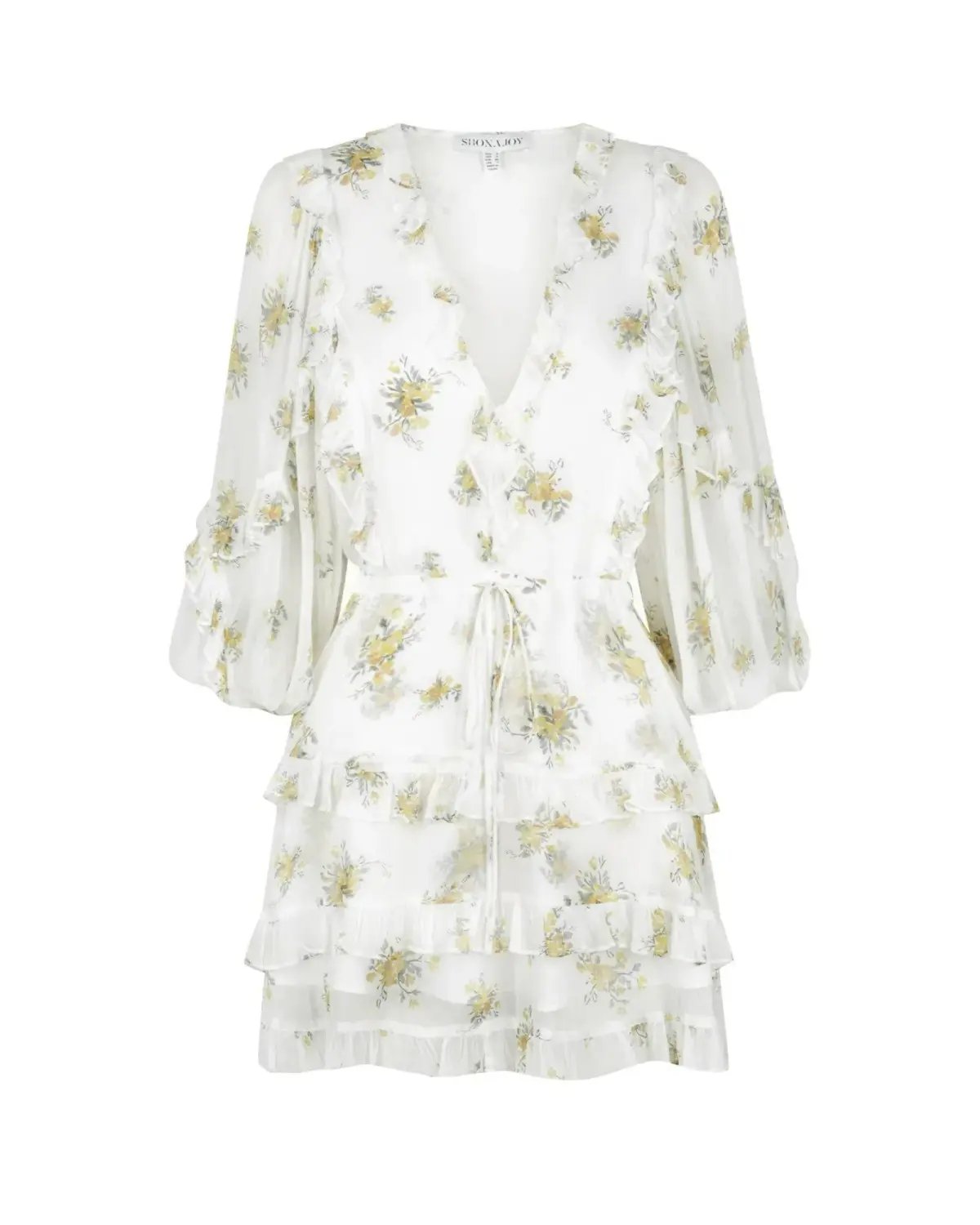 Shona Joy Julieta Balloon Sleeve Frill Mini Dress Print Size AU 14 photo 3