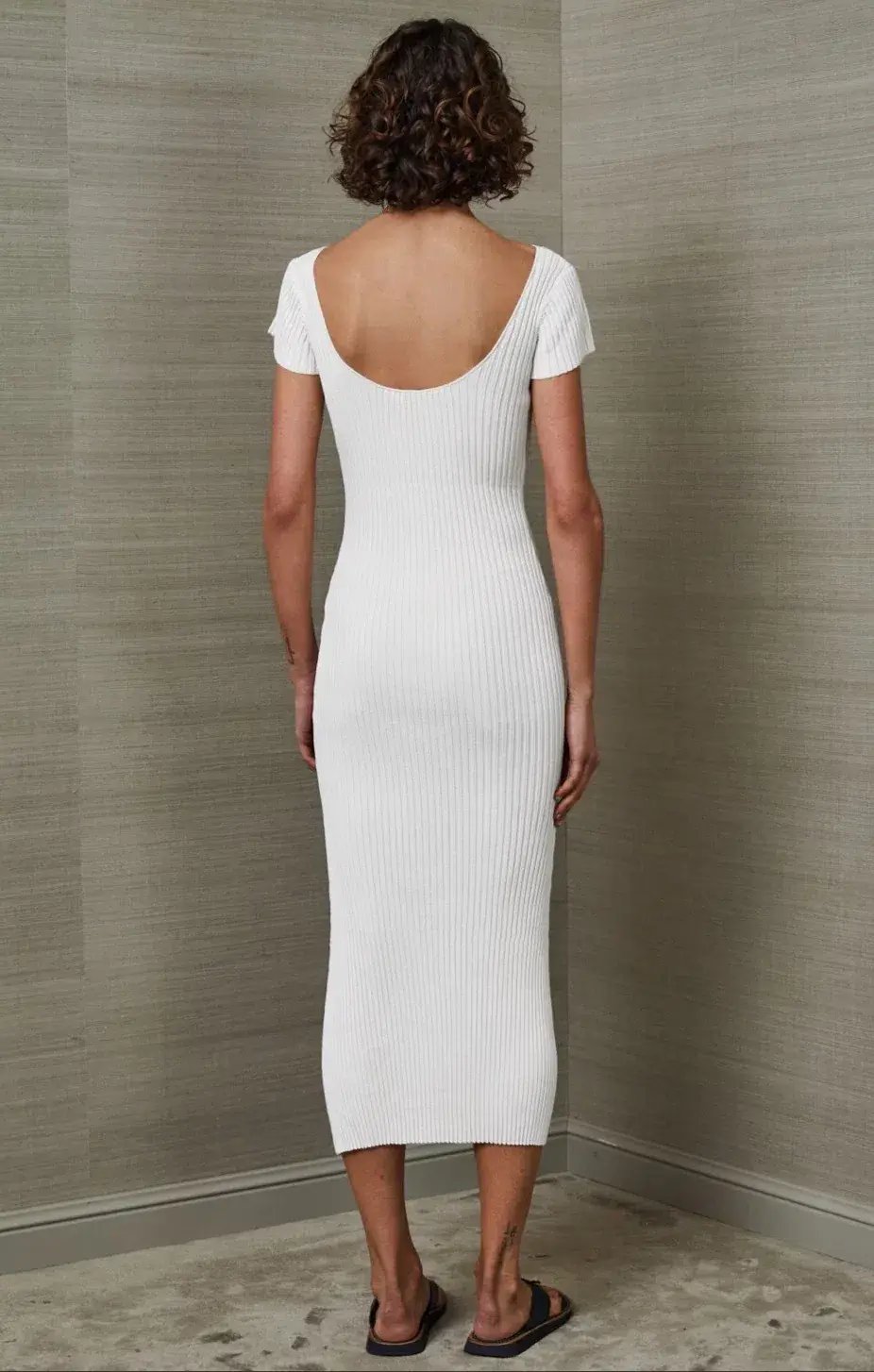Bec & Bridge Millie Knit Midi Dress White Size 6 photo 3