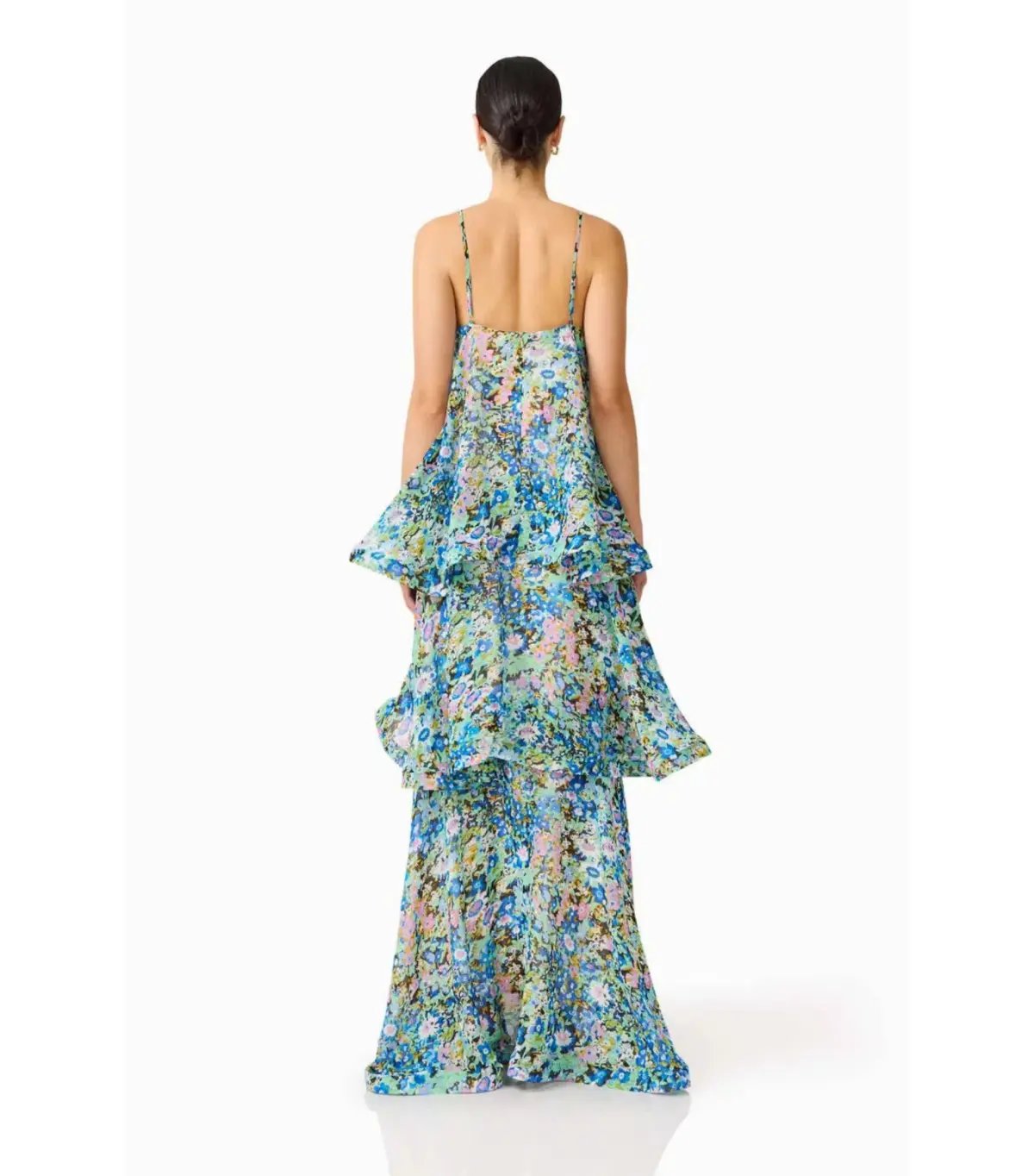 Elliatt Armani Tiered Maxi Dress in Blue Floral Size S / AU 8 photo 2