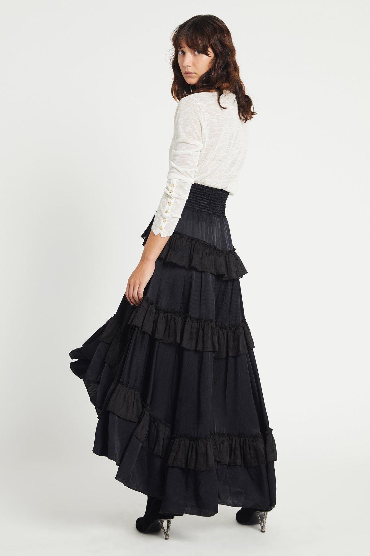 Aje El Paso Tiered Maxi Skirt Black Size 10 photo 2