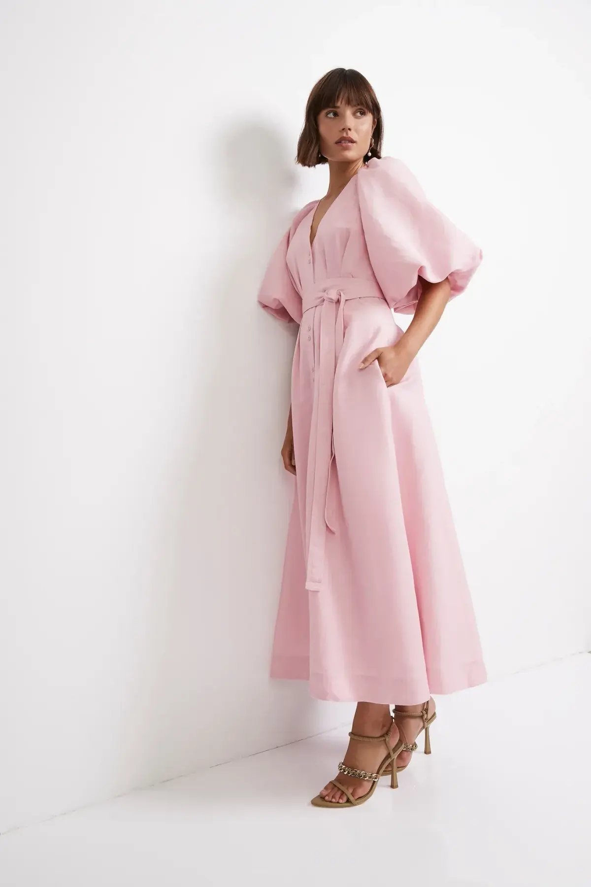 Aje Evermore Midi Dress Rose Pink Size 8 photo 2