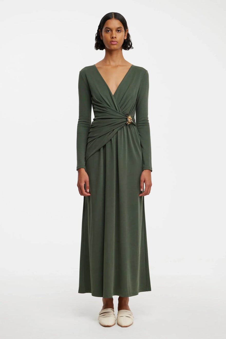 Acler Wytham Midi Dress - Deep Olive photo 3
