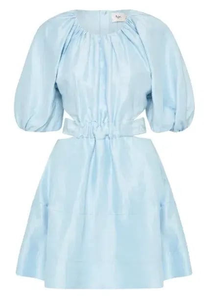 Aje Psychedelia Cut Out Mini Dress Pale Blue Size 4 photo 4