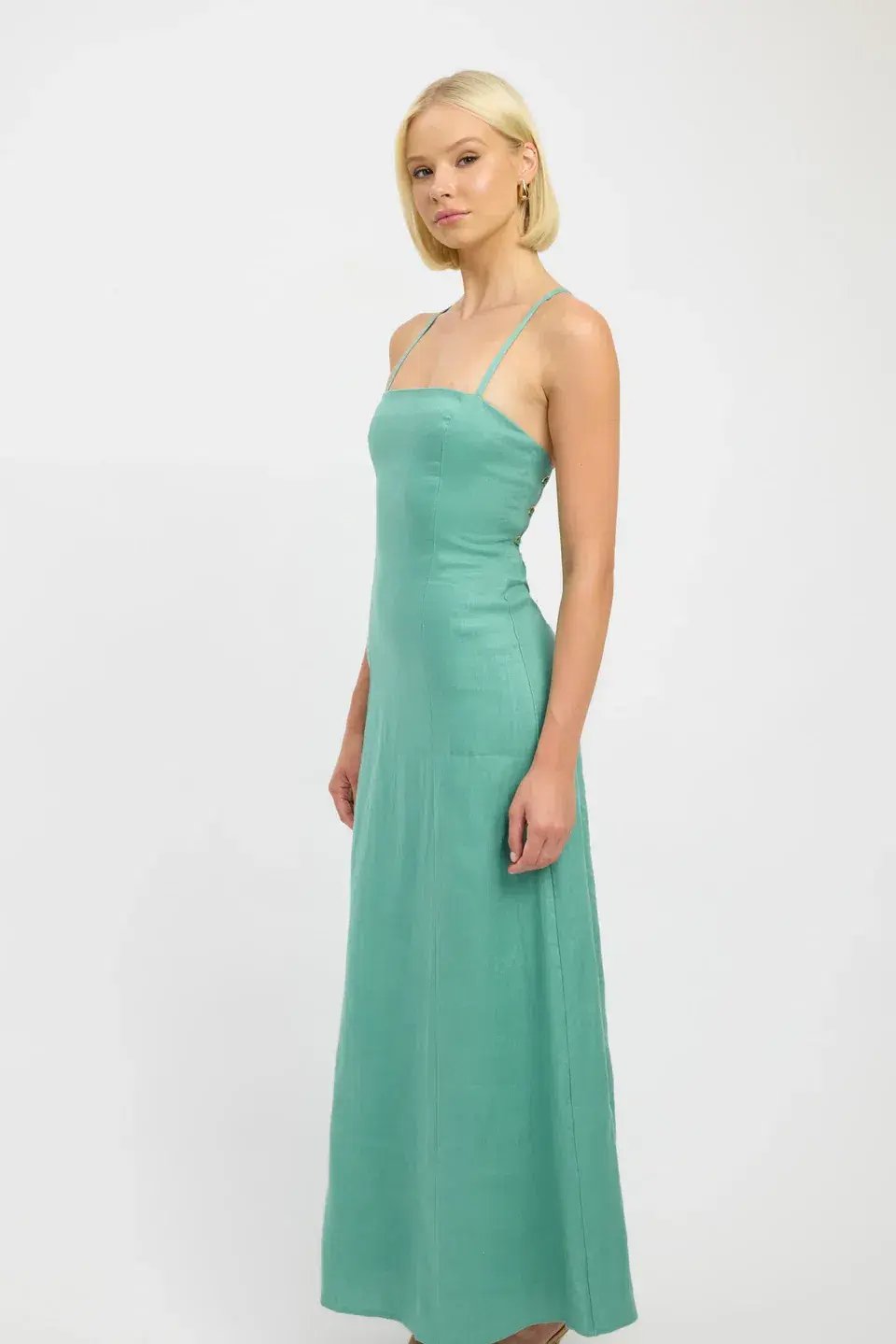 Kookai Palm Cross Back Dress Maxi Four Leaf Clover Green Size 6 photo 3