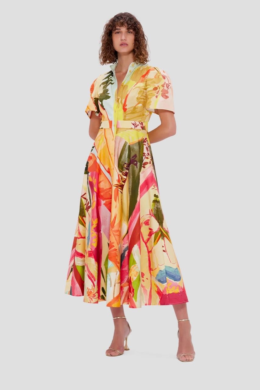 Leo Lin Bianca Short Sleeve Midi Dress - Rainforest Print photo 2