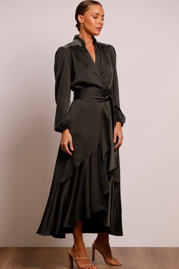 PASDUCHAS PINNACLE SLEEVE MIDI DRESS - DARK GREEN COMBAT photo 5