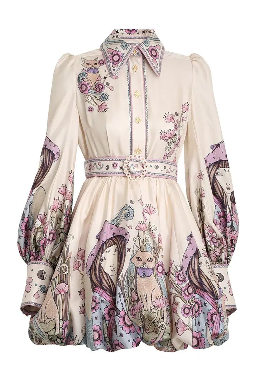 Zimmermann The Celestial Bubble Shirt Dress Print Size 8 photo 4
