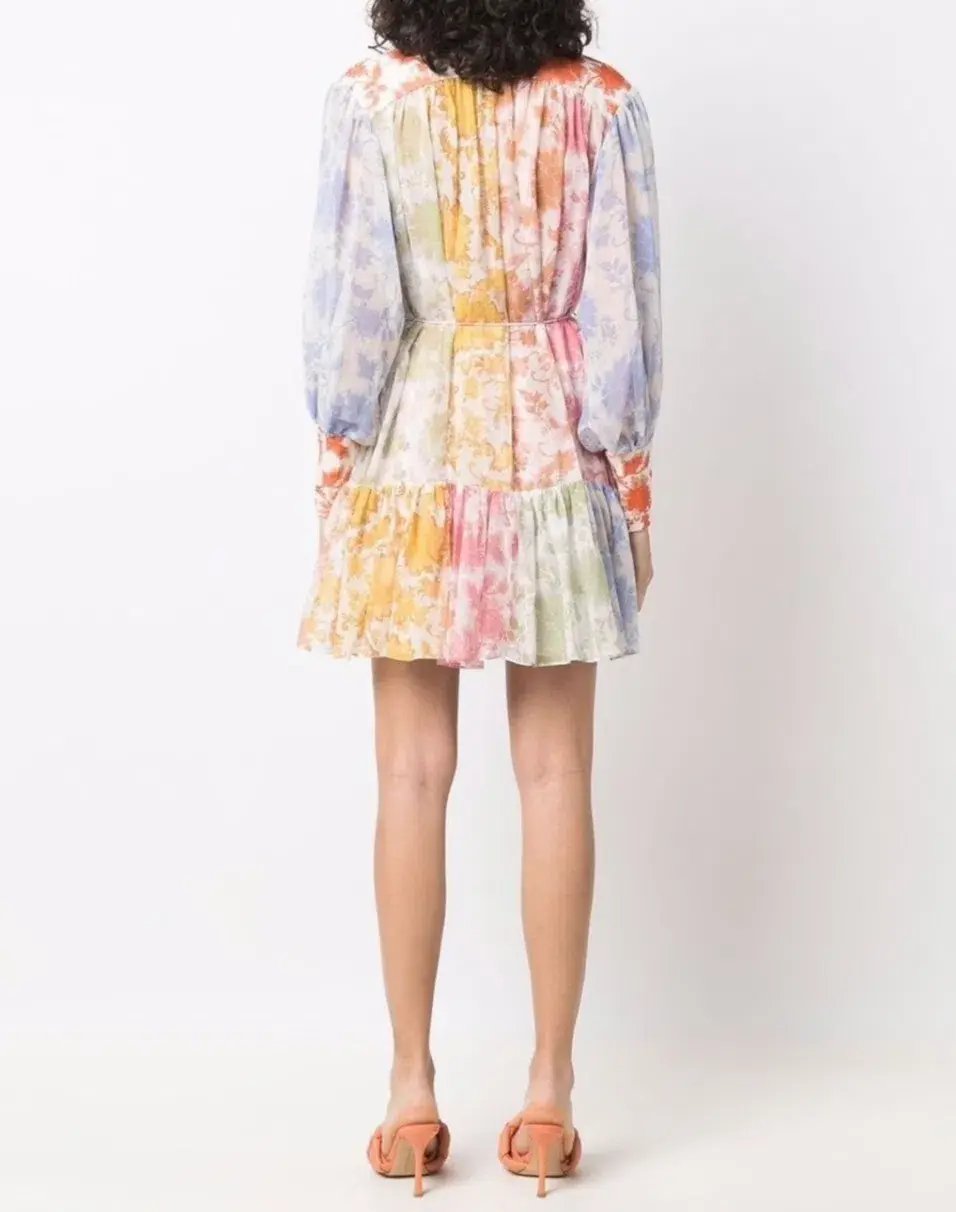 Zimmermann Postcard Lantern Mini Dress Floral Size 8 photo 3