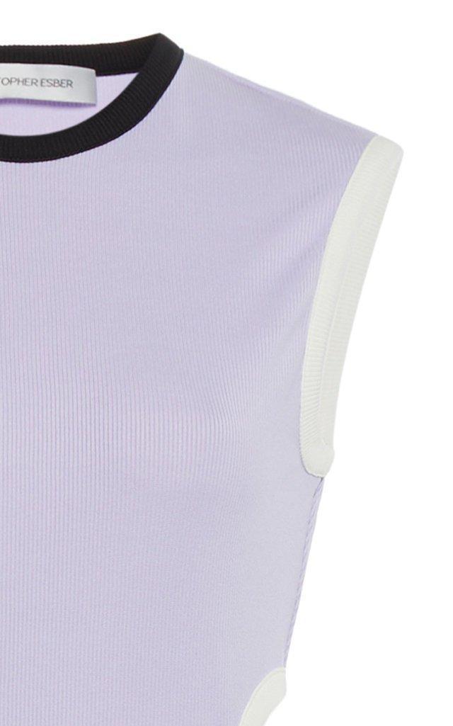 Christopher Esber Fran Cutout Ribbed Knit Dress Purple Size 6 photo 3