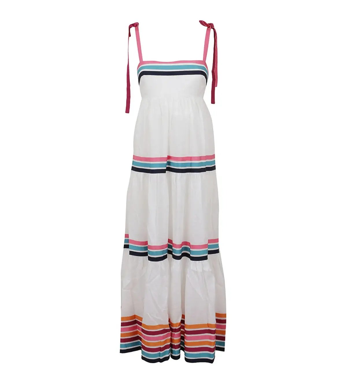Zimmermann Lulu Ribbon Tiered Maxi Dress in Multi White Size 0/ AU 8 photo 4