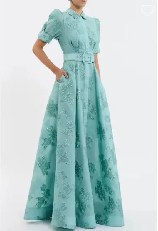 Rebecca Vallance Benette Short Sleeve Gown Teal Blue Size 16 photo 2