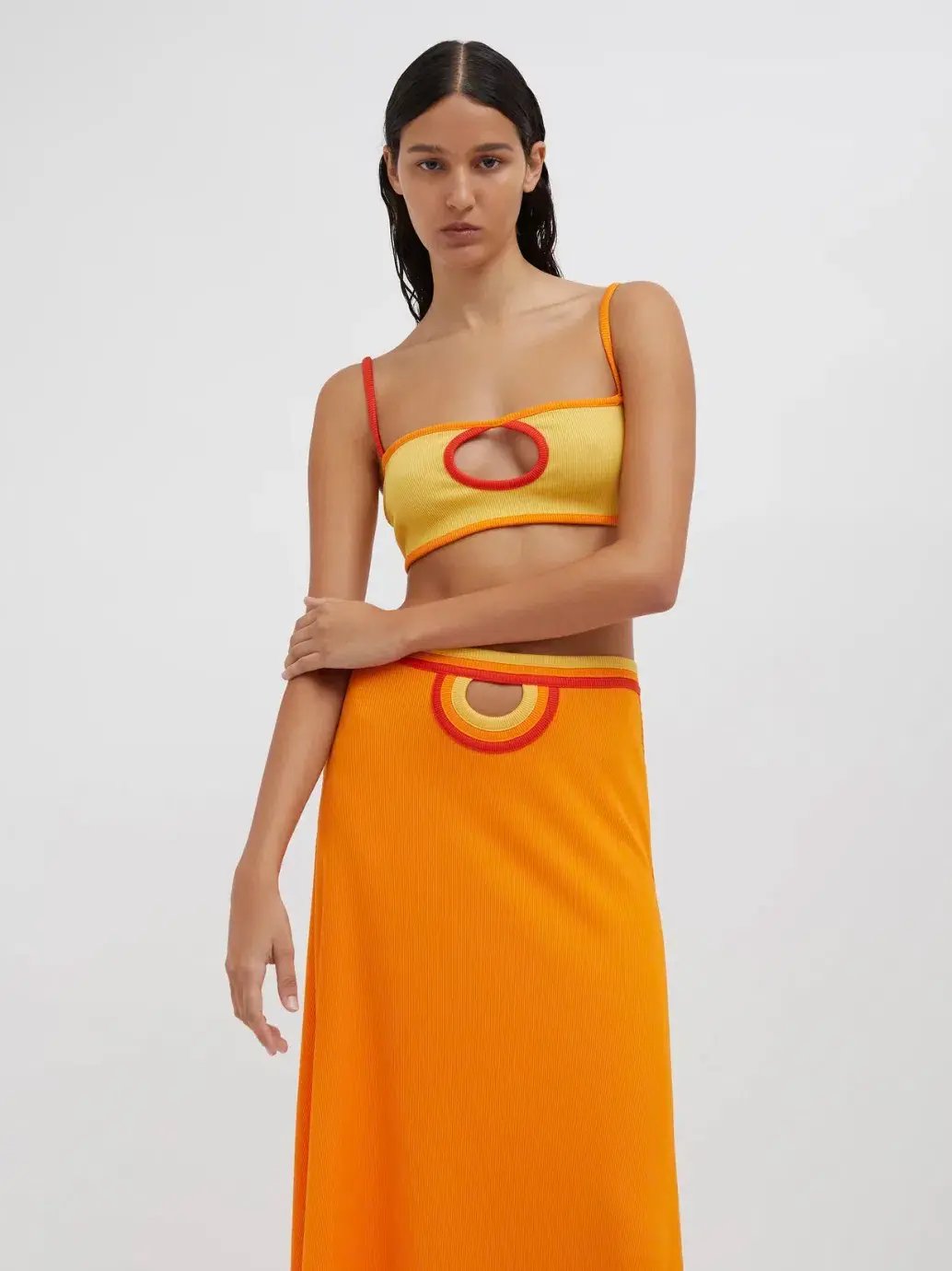 Christopher Esber Multi Verner Loop Hole Skirt Tangerine Multi Size 10 photo 5