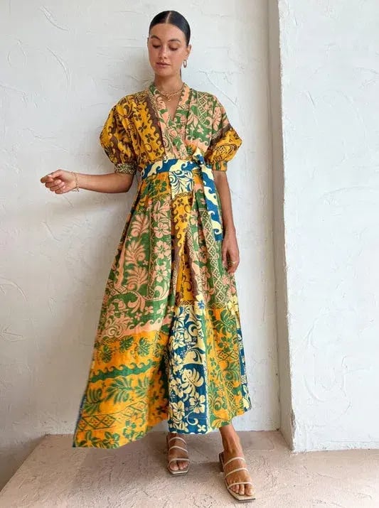 Alemais Linen Archie Wrap Dress Multi Size 14 photo 2