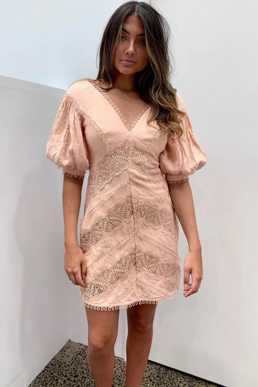 Zimmermann Painted Heart Chevron Mini Dress Pink Size 3 photo 5