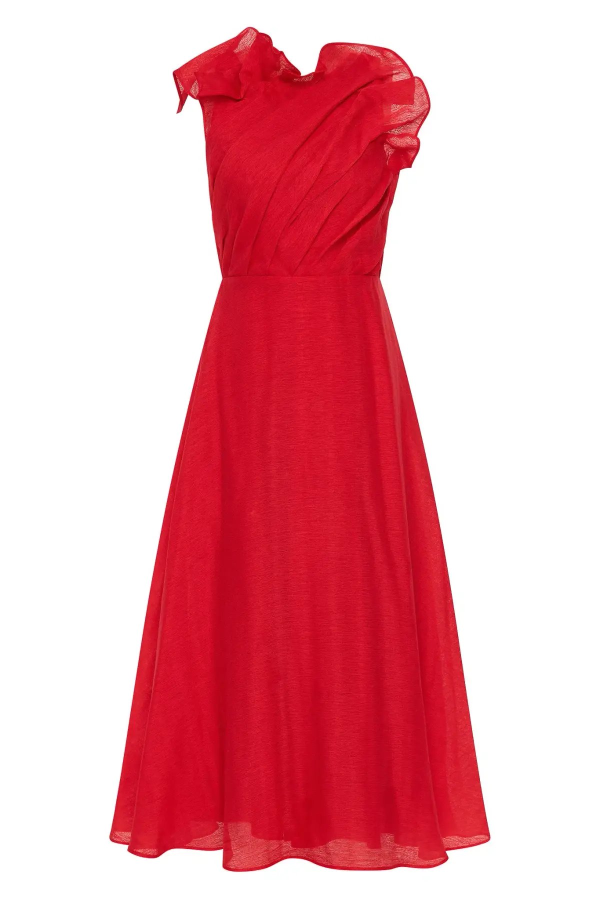 Aje Genesis Midi Dress Scarlet Red Size 12 photo 6