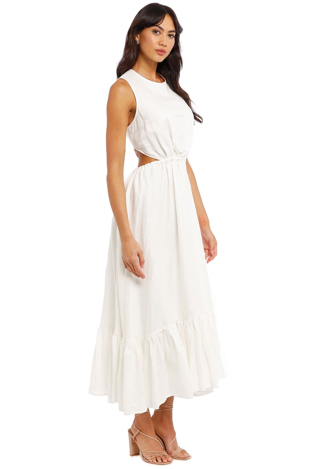 Luminous Linen Cutout Dress - White photo 2