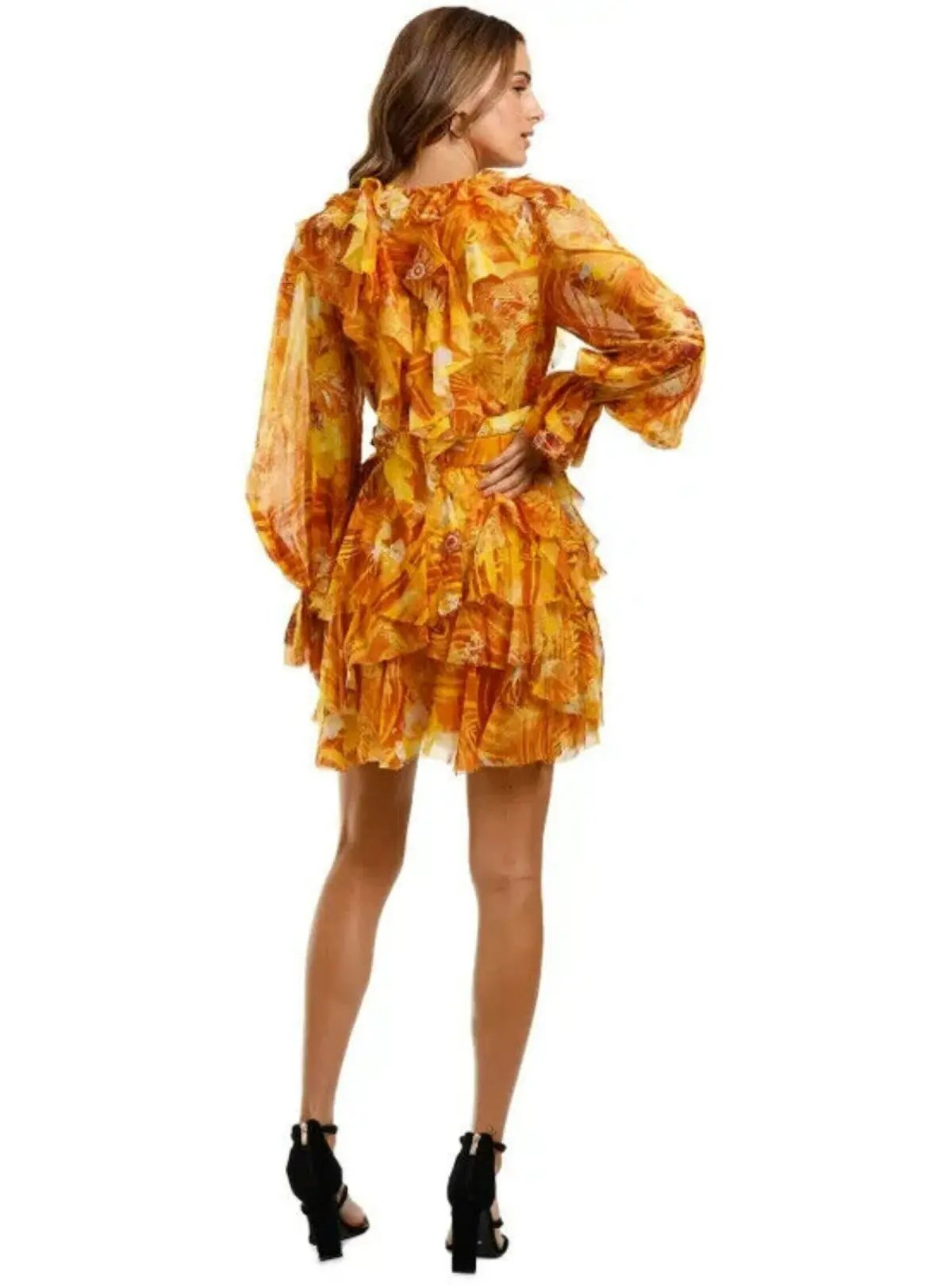 Leo Lin Kiss Ruffle Mini Dress Yellow Size AU 12 photo 3