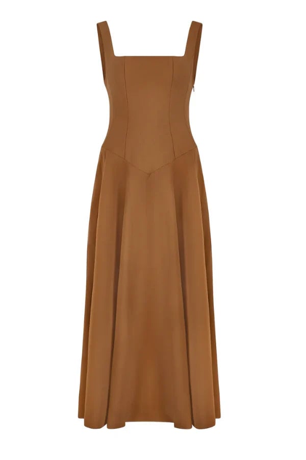 ODD MUSE THE ULTIMATE MUSE LOW WAIST SQUARE NECK MIDI DRESS - OLIVE photo 5