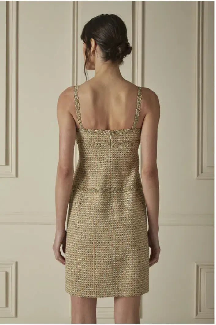 Chanel Tweed Mini Dress Gold Multicolour Size AU 10 / M photo 2
