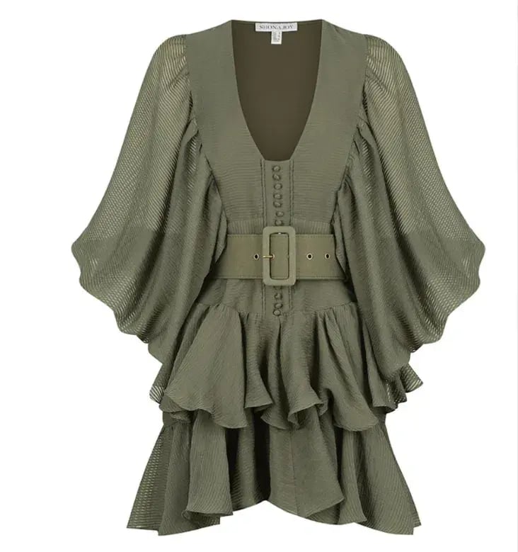 Shona Joy Charlotte Mini Dress in Khaki Size 8 photo 7
