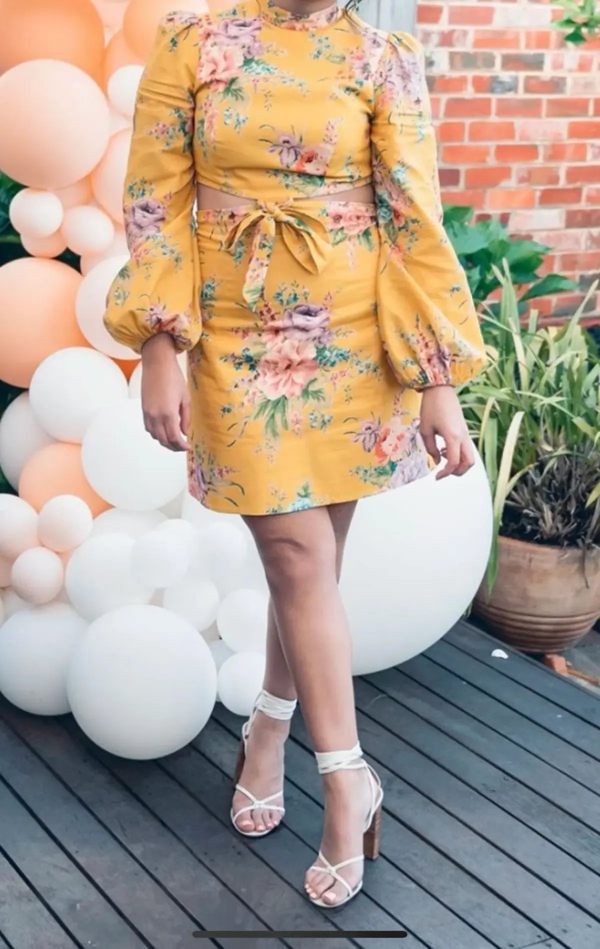 Zimmermann Zinnia Bow Cut Out Short Dress Golden Floral Size 1 / AU 10 photo 4