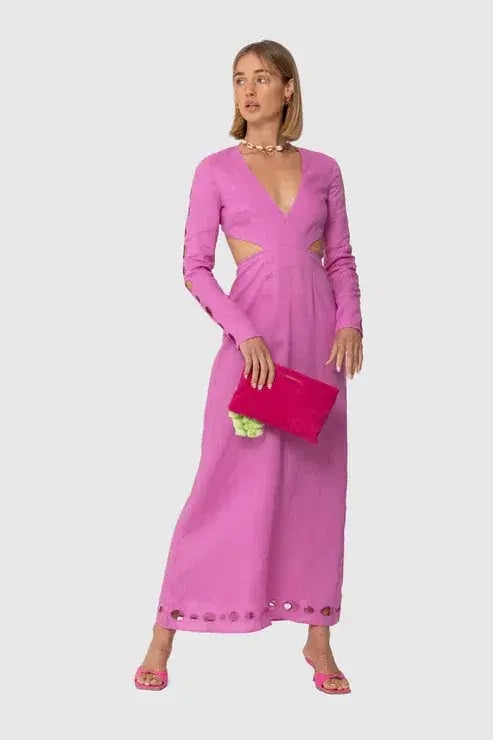 The Wolf Gang La Joya Cut Out Maxi Dress Pink Size M / AU 10 photo 5