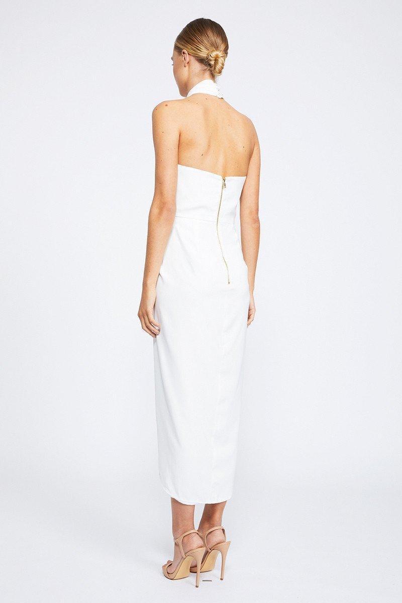 Shona Joy Core Knot Draped Dress White Size 8 photo 3