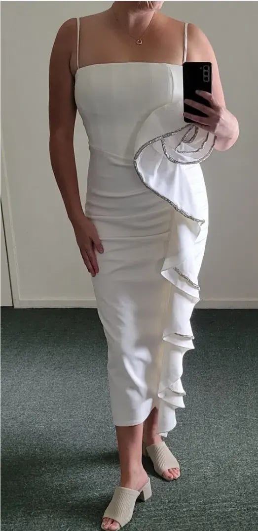 Rachel Gilbert Santiago Midi Dress Ivory Size 2 / AU 10 photo 4