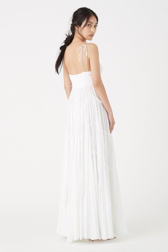 Aje Mimosa Tiered Maxi Dress White Size 8 photo 3