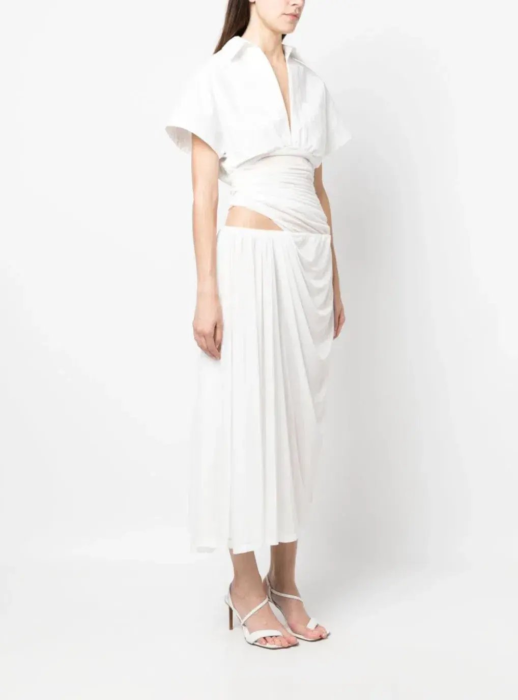 Christopher Esber Comosum Clash Shirt Midi Dress White Size 6 photo 2