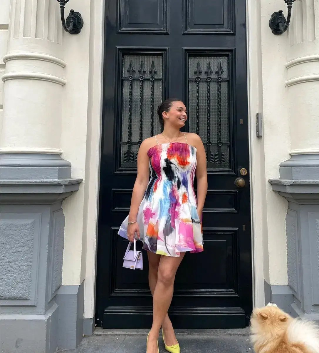 Aje Celestial Pleated Mini Dress Abstract Sunset Size AU 10 photo 4
