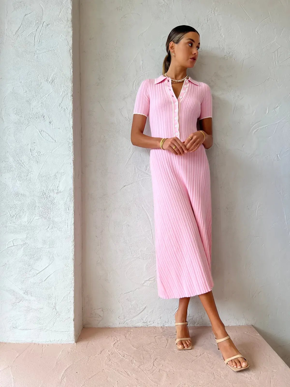 Anna Quan Penelope Midi Dress Marshmallow Pink Size 10 photo 3