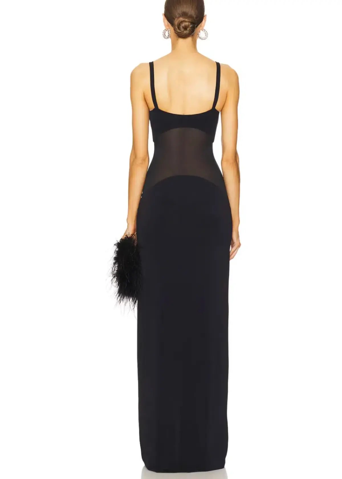 Helsa Sheer Knit Curve Maxi Dress in Black photo 3