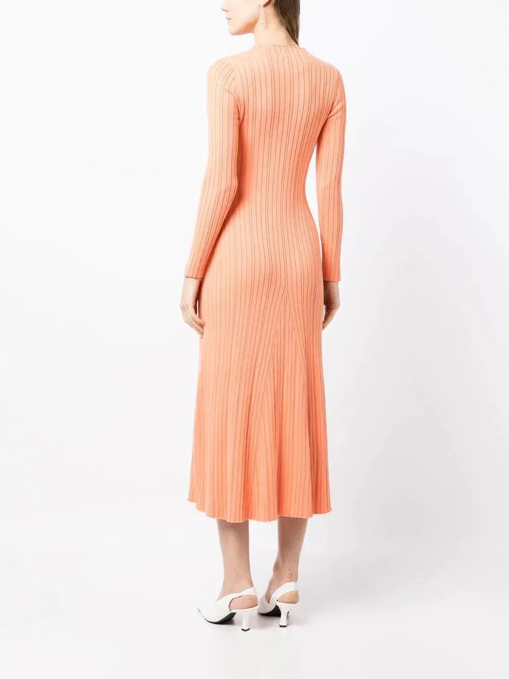 Anna Quan Long Sleeve Ribbed Knit Midi Dress Orange  Size AU 10 photo 2