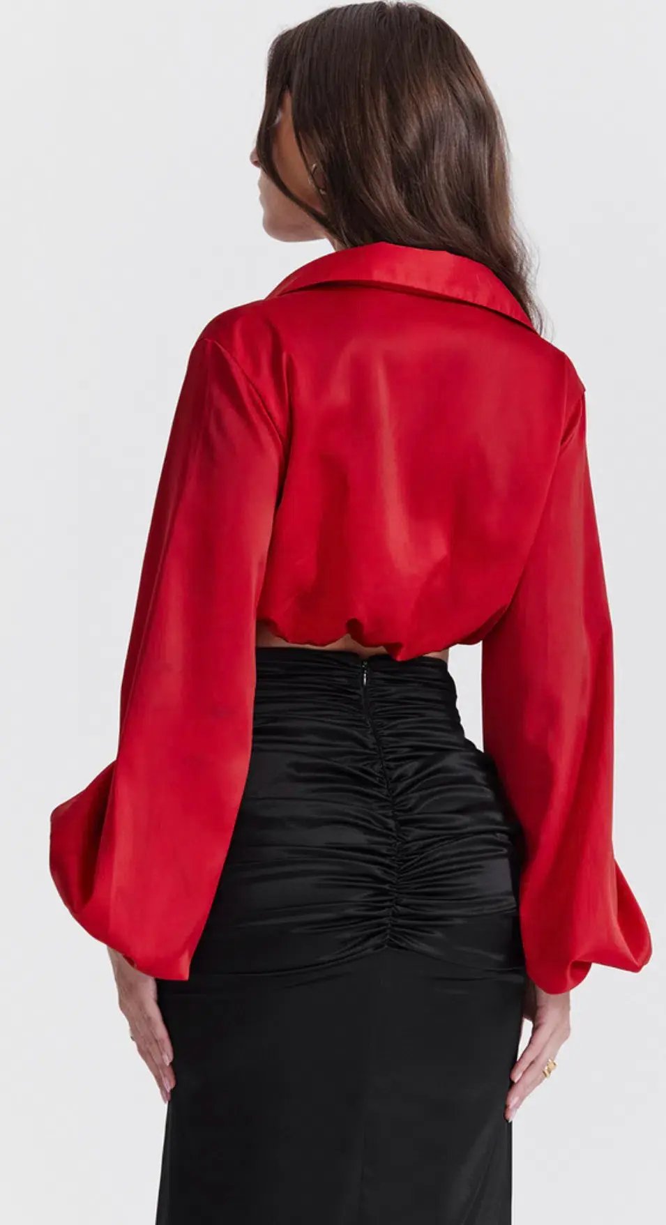House of CB Laraine Silk Blouson Top Cherry Size XS / AU 6 photo 3