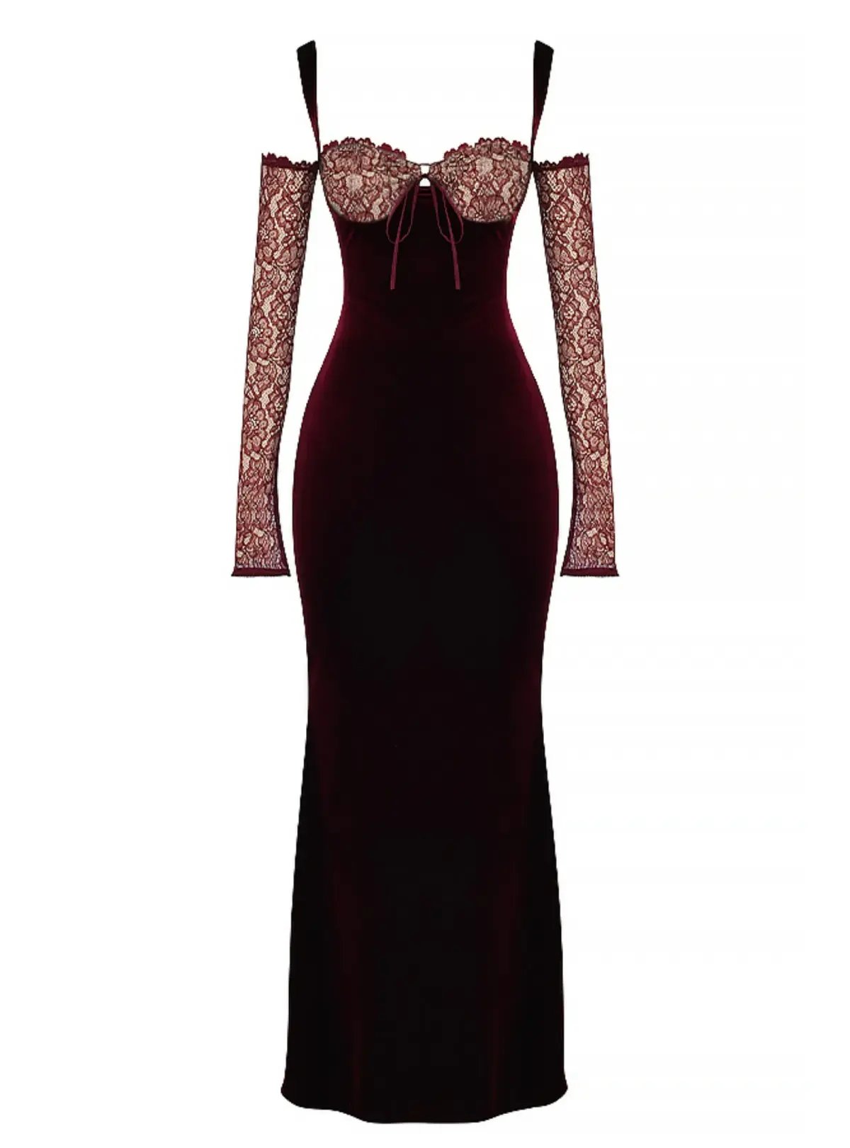 House Of CB Ivy Velvet Maxi Dress Black Cherry Size AU 6 photo 4