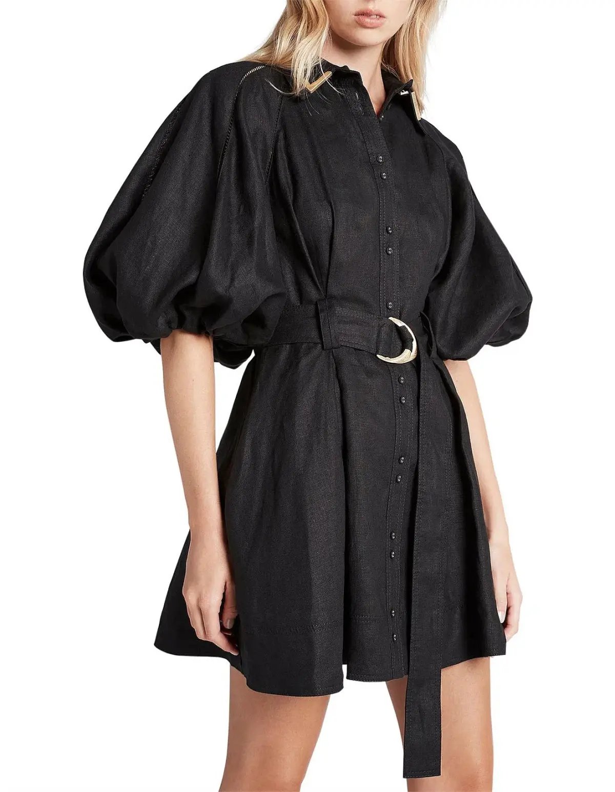 Aje Recurrence Button Up Mini Dress Black Size 8 photo 5