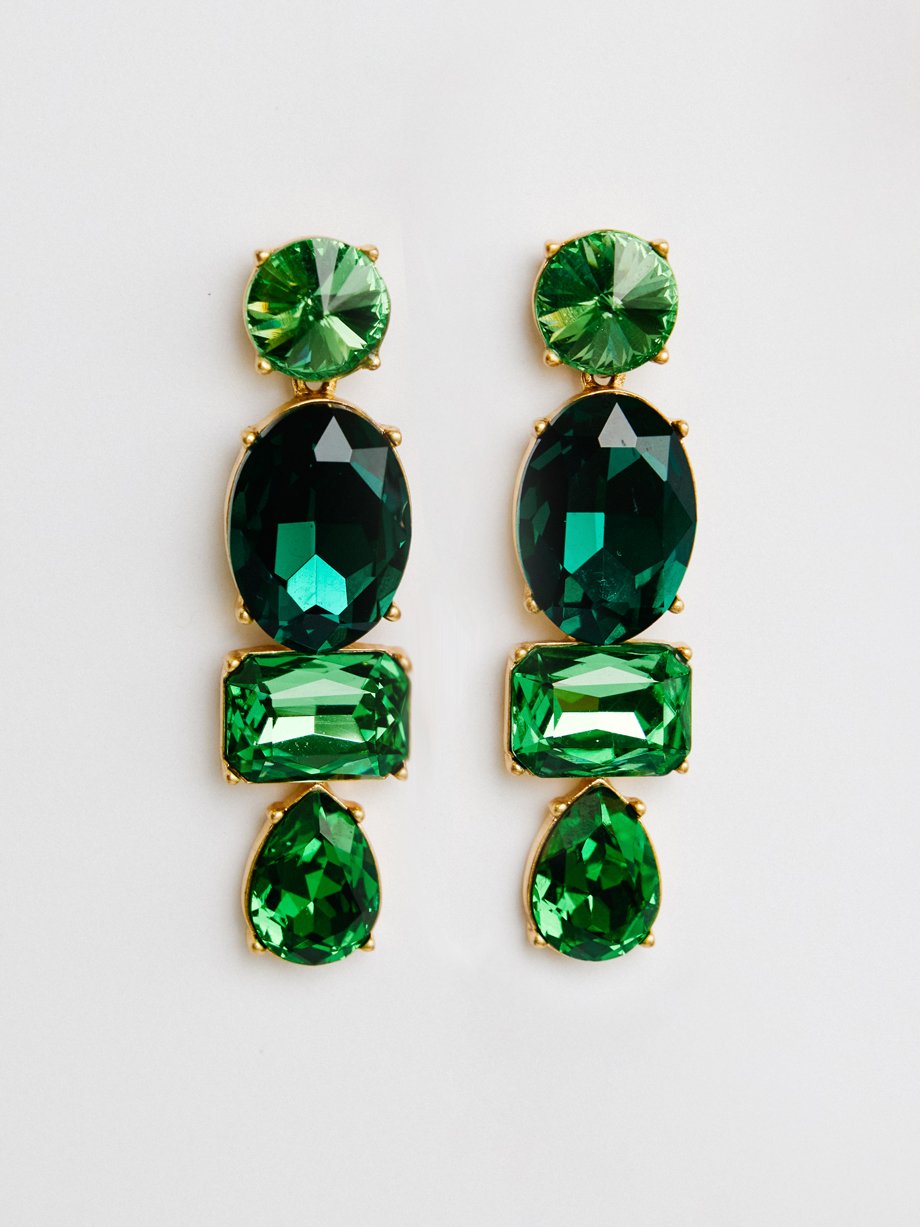 Oscar De La Renta Oscar De La Renta Green Crystal Earrings photo 2